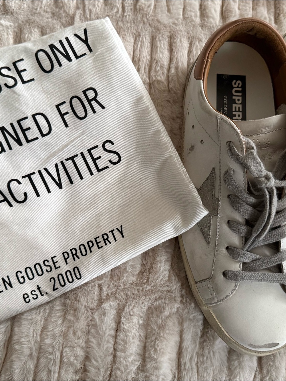 Golden Goose Superstar Low Top Sneaker W9.5White/Light Tan,EUC - Picture 3 of 6